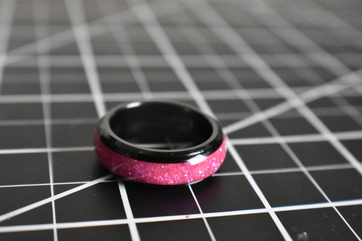 Midnight Dream - Pink inlay on a ceramic band