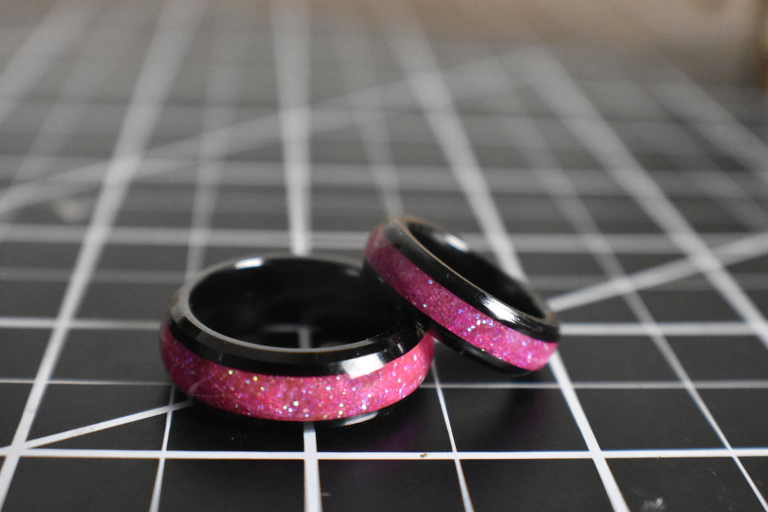 Midnight Dream - Pink inlay on a ceramic band