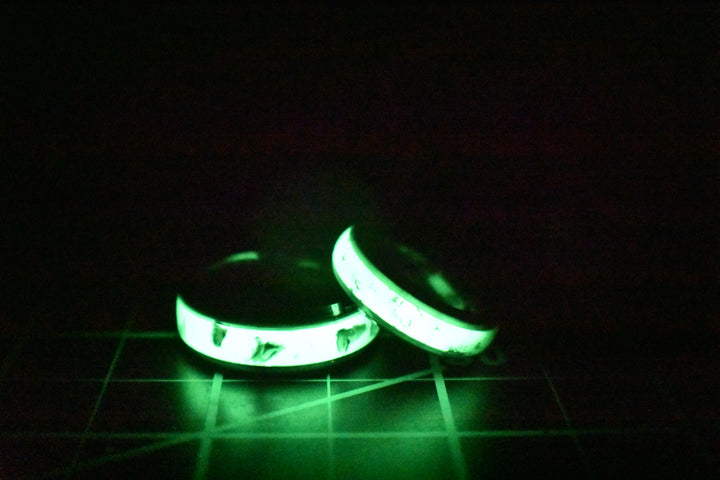 The Vulcan Ring - Green Glow Ring with Obsidian Shards