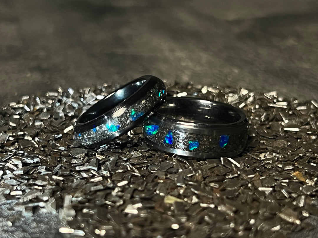 The Meteor - A Meteorite and Opal Ring